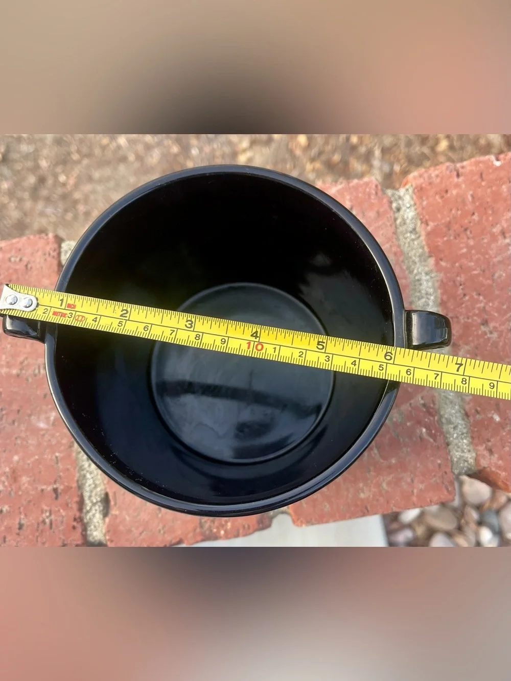Vintage Black Glass Ice Bucket with Scroll Handles